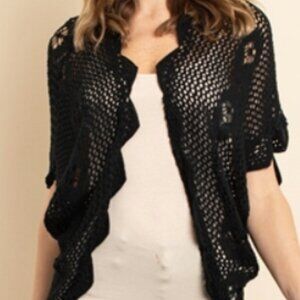 Crocheted open shawl/wrap "BLACK OR BEIGE"